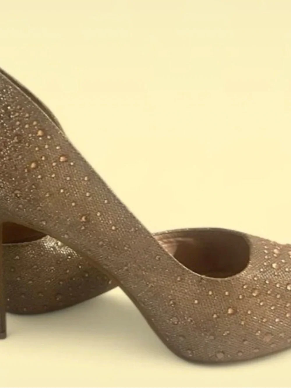 Embellished Gold Pointed-Toe Pumps